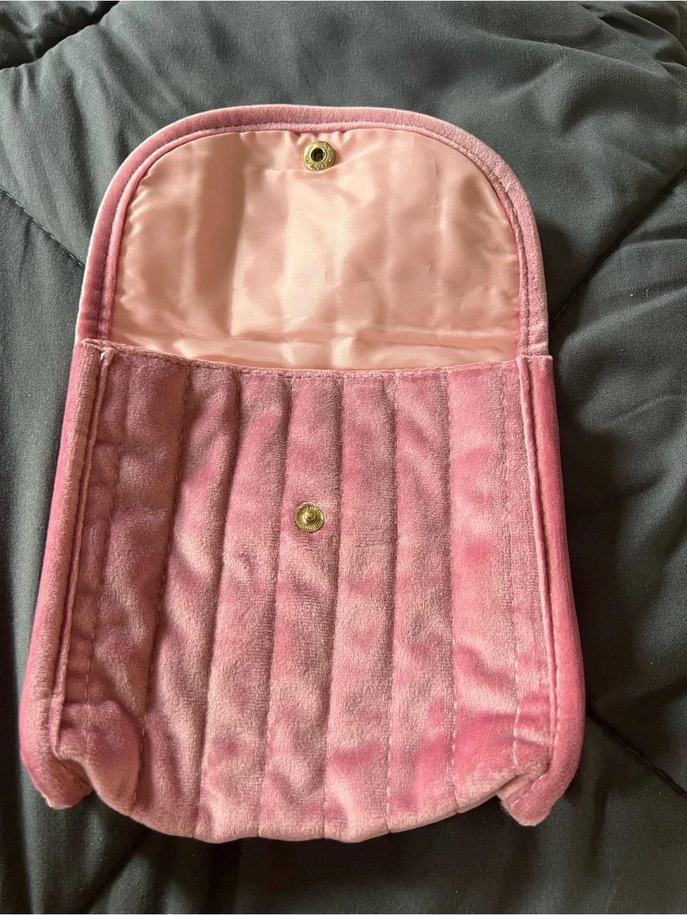 NWOT Sezane Pink Quilted Velvet Pouch 6.5 x 6.5